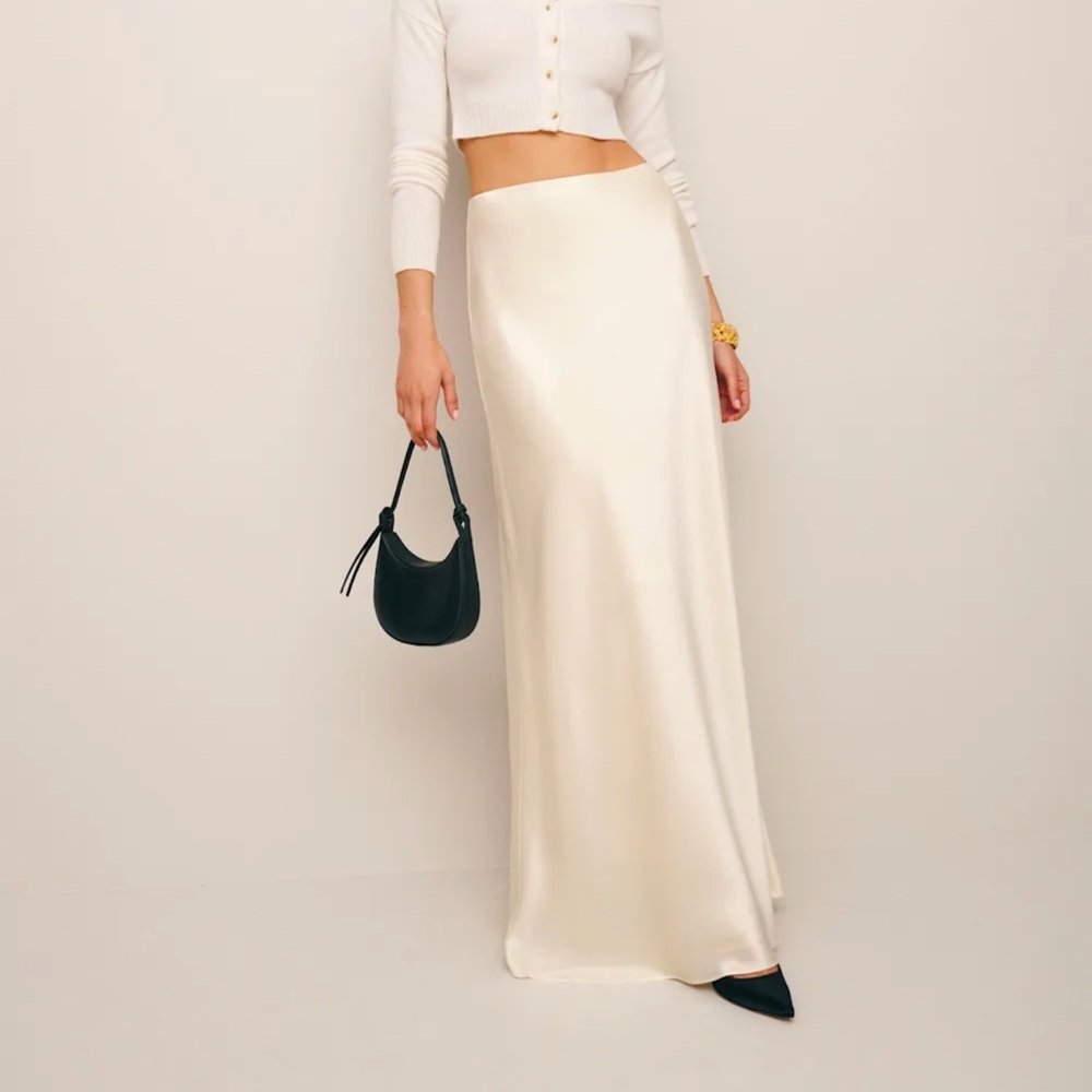 New Reformation Bella Maxi Skirt Fior Di Latte Cream - Picture 1 of 6
